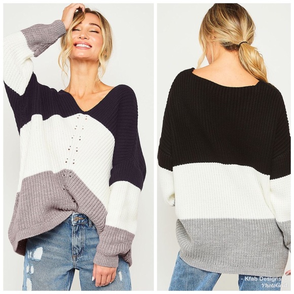 ❤️LAST 2! Chunky Color Block Relaxed Fit Sweater! - Picture 5 of 6